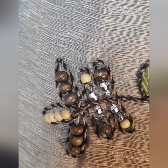 SILK LAND 100% Silk Light Brown Floral Embroidered Blazer - Picture 7 of 11